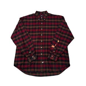 Ralph Lauren Plaid‎ Button Down Shirt Men's XXL Red Black Green Yellow *flaw